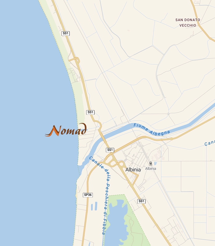 Map showing the routes to Nomad Argentario.